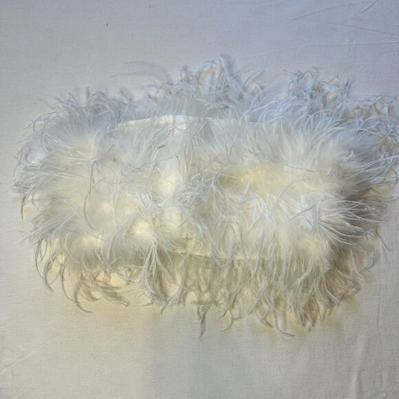LAMARQUE‎ Feather Bustier Zaina White Cropped Strapless Top Size Large - Picture 3 of 9